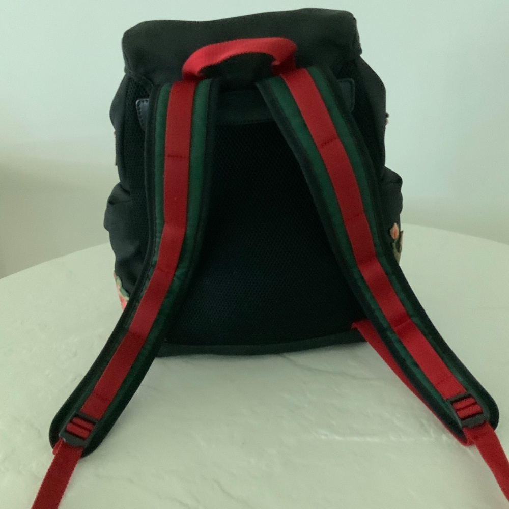 GUCCI L'Aveugle Par Amour Embroidered Canvas Backpack Black AUTHENTIC + Dustbag - Picture 5 of 16